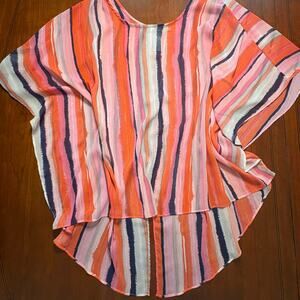 Tina Stephens Striped Sheer Top Size Small